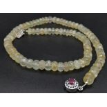 250cts Aquamarine Gemstone Single Strand Necklace with ruby Clasp in 925 Silver. 46cm