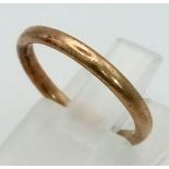 A Vintage 9K Rose Gold Band Ring. Size J 1/2. 1.75g