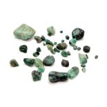 130 Pieces Uncut Colombian Emeralds 130 Total Carats. No certificate so a/f.