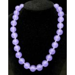 A Lavender Jade Large Bead Necklace. 44cm. 12mm beads.