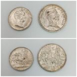 A 1915 One and Two Lira Italian Silver Coin. Please see photos for conditions.