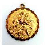 A Vintage 9K Yellow Gold St. Christopher Pendant. 25mm. 6.47g.