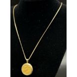 A 1911 George V 22K Gold Half Sovereign Pendant on a 9K Gold S-Link Chain/Necklace. Sovereign set in