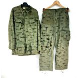 Genuine Vietnam War Era Hand Painted Tiger Cam Jacket & Trousers with insignia of the 1st Air