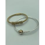 2 x famous brand SILVER BRACELETS.Jewelled Bracelet has been gilded and appears as gold.