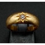 18K YELLOW GOLD ANTIQUE VICTORIAN DIAMOND RING HALLMARKED BIRMINGHAM 1898 3.3G SIZE L