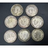 A Parcel of 8 Pre-1947 Silver Florins Comprising Dates; 1 x 1921, 2 x 1922, 1 x 1923 1 x 1929, 1 x