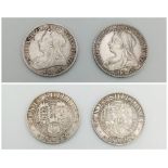 Two Victoria Veil Head Silver Shilling Dated 1898 Fair to Fine Condition