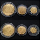 A 24K Gold Queen Elizabeth 95th Birthday Commemorative Coin Set. Includes: One-eighth, quarter and