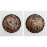 An 1835 William IV Farthing Coin - NVF. London mint. S3848.