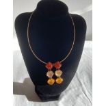 Rare Vintage ISAKY of PARIS NECKLACE. This signature piece by ISAKY he has two rows of yellow,