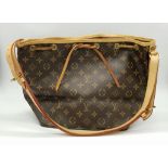 A Lois Vuitton Bucket Bag. Monogram brown canvas with leather trim. 40cm width. 25cm height. Ref: