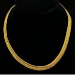 A Gorgeous 18K Yellow Gold Intricate Foxtail-Link Collarette Necklace. 37cm. 38.17g