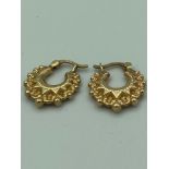 Pair of 9 carat GOLD EARRINGS in Grecian Hoop style. 1.15 grams.