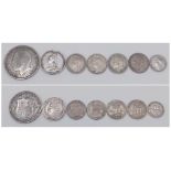 A Collection of pre 1947 British silver coins. Consisting of 2 × Half Crown-1887 & 1924. 4 × Six