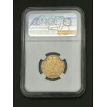 An 1894 South African 22K Gold Pond Coin. Presented in a protective NGC hard plastic wallet. Ref: 74