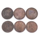 A Parcel of 3 19th Century Victoria One Penny Coins Comprising Dates; 1854, 1855 and 1858