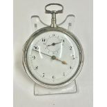 Antique c1801 Silver Doctors Stop Verge Fusee Pocket Watch Ticking & Stop Seconds Working