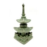 Antique Celadon Pagoda, Exceptionally high quality piece, probably of Chinese origin, made of