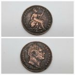 An 1837 William IV Farthing Coin - NVF. London mint. S3848