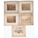 A SET 0F 5 LATE 19TH CENTURY SEPIA PHOTGRAPHS SET IN CARD READY FOR FRAMING DEPICTING RURAL LIFE