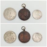 A Parcel of 3 Antique and Vintage Royal Commemorative Medal, Medallion and Coin Pi2eces
