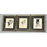 3 X FRAMED ELIZABETHAN THEMED SILHOUETTES BY ELIZABETH WHELAN