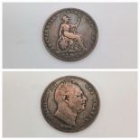 An 1834 William IV Farthing Coin - NVF. London mint. S3848.