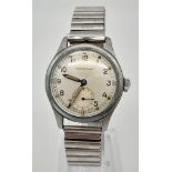 A Very Good Condition WW2 Period Leonidas (Pre Heuer) Stainless Steel Mechanical Wind Watch with Sub