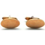 A Pair of Vintage 9K Yellow Gold Classic Oval Cufflinks. 11.2g total weight.