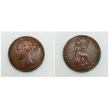 An 1855 Victoria (young head) Farthing Coin - VF. London mint. S 3950.
