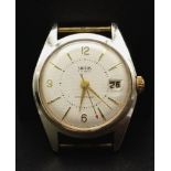 A Vintage Smiths 5 Jewels Watch Case - 34mm. White dial with date window. Mechanical movement in