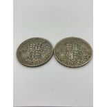 2 x WW2 SILVER HALF CROWNS in extra fine condition. Consecutive years, 1944 and 1945. Both coins