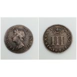 A 1687 James II Silver Maundy Threepence Coin. Please see photos for conditions.