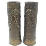 A pair of WW1 Trench Art Vases. Made from INERT British 18 Pdr Shell cases dated 1916 &v1917.