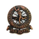 WW1 British National Motor Volunteers Cap Badge. Maker: J.R. Gaunt London.