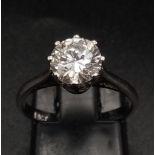 An 18K White Gold Diamond (1.25ct) Solitaire Ring. A Brilliant round-cut diamond with VVS clarity