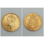 A Very Collectible 1825 George IV 22k Full Gold Sovereign. Bare head design. Please see photos for