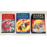 A Parcel of Three Hardback Harry Potter Books, Two First Editions including the Rare Misprint