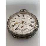 Antique SILVER POCKET WATCH . Swiss made with rear key wind. Full working order with exceptional