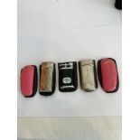 Selection of vintage lighters in pouches to include a Jack Daniel‘s ,Gauloises,Paris,etc. UK