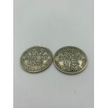 2 x WW2 SILVER HALF CROWNS in Extra fine condition. Consecutive years 1941 and 1942.