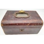 An Antique Wood Cash-box with a Gilded Belgium Military Emblem on Lid. 18 x 12cm