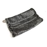 A Stella McCartney Large Silver-Tone Textile Clutch Bag. Silver-tone hardware. Twin flaps. In good