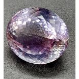 A 54.20ct Natural Amethyst, in an Oval cut shape. Size: 24.9x 21.8 x 14.5 mm approx