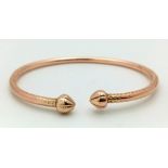 A Heavy Solid 14k Rose Gold (tested) Cuff Bangle. 6.5cm inner diameter. 27.26g