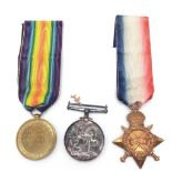 Three WWI Medals Awarded to Private Pollard of the Bedfordshire Regiment. 1914-18 George V Medal,