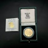A 1987 Royal Mint St.George and the Dragon 22k Gold Double Sovereign Coin. This limited edition