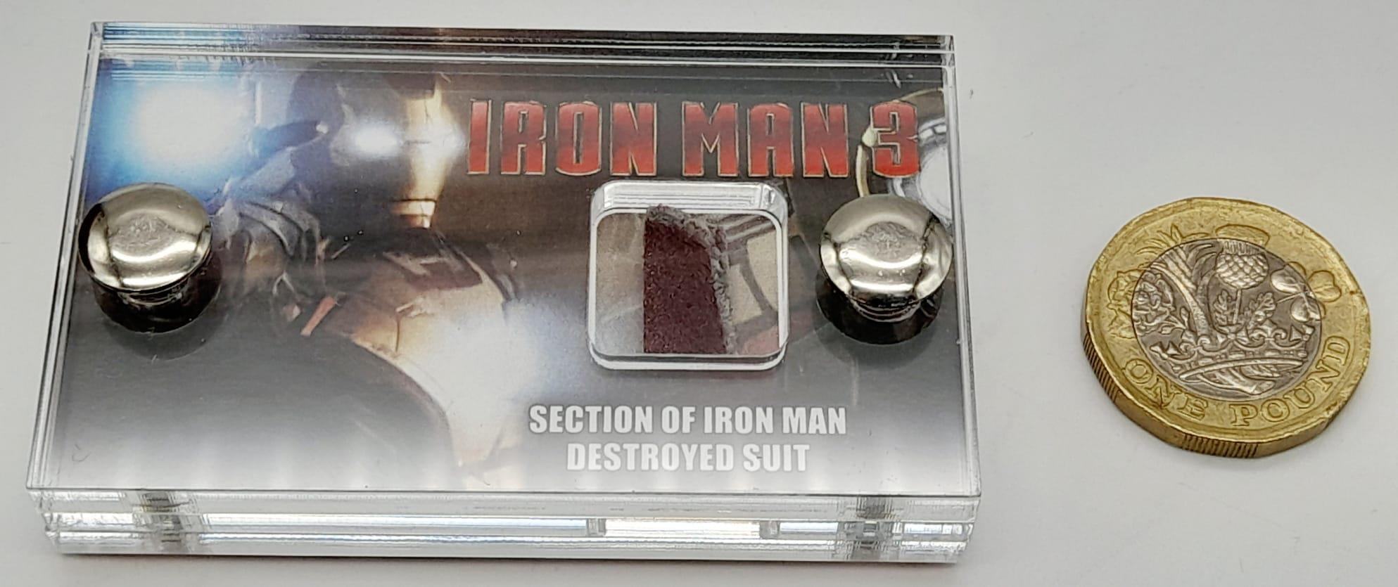 A Section of Iron Man's Suit from the Iron Man 3 Movie. Comes in a display case with a built in - Image 2 of 3