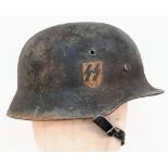 A Waffen SS Single Decal Helmet with Normandy Camo.